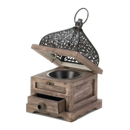 SMALL FLIP-TOP WOODEN LANTERN
